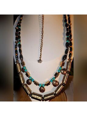 Premier Designs Brazil Necklace  and Turquoise Beaded 36"+4"